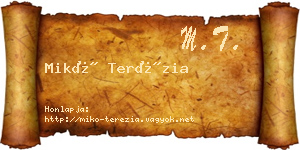 Mikó Terézia névjegykártya